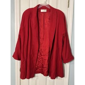 J Hilary Red Long Pea Coat Size 18